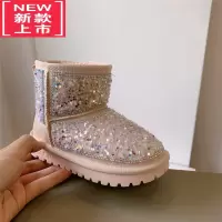 可莉允公主防滑亮片时尚儿童雪地靴2023冬季新款棉鞋短靴宝宝保暖靴子潮