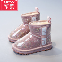 可莉允女童雪地靴儿童棉靴2022冬季新款厚大棉短靴中大童防水保暖雪地棉