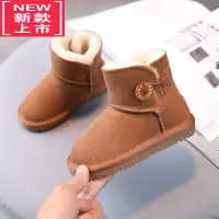 可莉允儿童雪地靴女童短靴冬季男童保暖鞋加绒宝宝靴子防滑中筒棉鞋