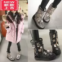 可莉允女童雪地靴冬季新款儿童加厚保暖亲子中筒靴子女孩防滑大棉鞋