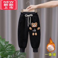 可莉允儿童秋冬加绒长裤男女童一体绒裤子宝宝外穿保暖裤童装新款条绒裤