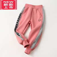 可莉允儿童加绒卫裤 一体绒男女童笑脸运动裤中大童保暖长裤子冬款 童装保暖裤