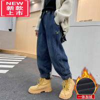 可莉允男童一体绒牛仔裤秋冬季2022新款儿童裤子中大童加绒保暖休闲长裤保暖裤