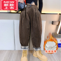 可莉允女童加绒裤子冬装2022新款网红女中大童洋气儿童加厚保暖灯芯绒裤保暖裤