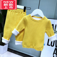 可莉允婴儿保暖套装冬装加绒加厚男女童宝宝打底毛衣儿童睡衣居家两件套