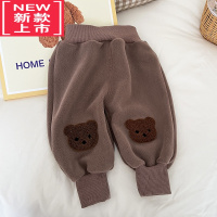 可莉允婴儿一体绒裤子秋冬装加绒男童1岁女宝宝大屁屁裤2保暖膝盖熊pp裤保暖裤