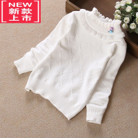 可莉允秋冬女童毛衣套头棉质白色针织衫圆领宝宝儿童半中高领打底衫线衣