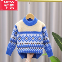可莉允男童毛衣2022秋冬加绒加厚套头中小童针织衫儿童打底衫线衣