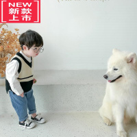 可莉允儿童针织衫背心2022春秋装新款男童马甲韩版中小童宝宝条纹毛衣潮