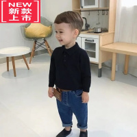 可莉允男童春秋毛衣2022新款儿童舒适宽松polo小翻领针织衫男宝宝打底衫