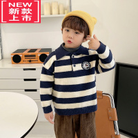 可莉允男童polo领条纹毛衣秋装春秋款婴儿童装宝宝洋气小童秋季潮