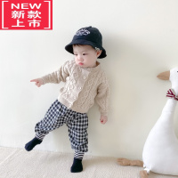 可莉允春秋季男女宝宝针织开衫中小童韩版洋气毛衣婴儿纯色针织麻花开衫