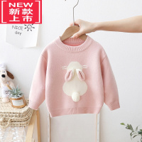 可莉允女童一体绒毛衣兔子洋气小童冬装加绒儿童2022新款宝宝针织内搭厚