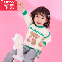 可莉允女童小熊圆领毛衣秋冬2022新款儿童洋气针织衫女宝宝深秋打底上衣