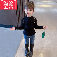 可莉允女童打底衫毛衣针织衫2022新款洋气儿童半高领针织衫女孩秋冬上衣