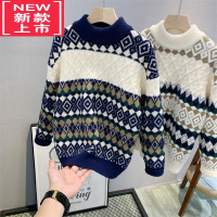 可莉允卡芙恰恰品牌童装儿童韩版提花毛衣22年冬款中大童洋气针织衫