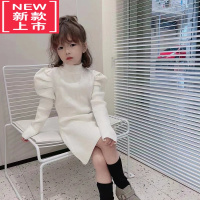 可莉允韩国童装女童针织连衣裙2022秋冬新款儿童洋气中长款高领毛衣裙