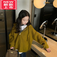 可莉允女童加厚带帽毛衣外套2022冬季新款童装中大童 洋气亲子装 大版