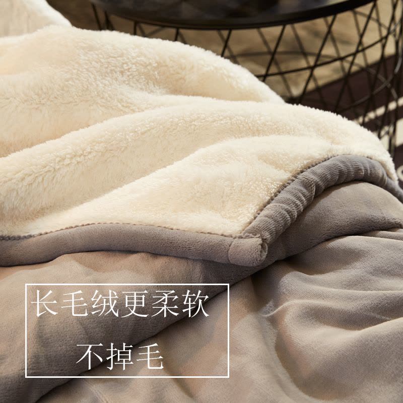 超厚法兰绒纯色毛毯子双层加厚被子单人双人羊羔绒秋冬季盖毯图片