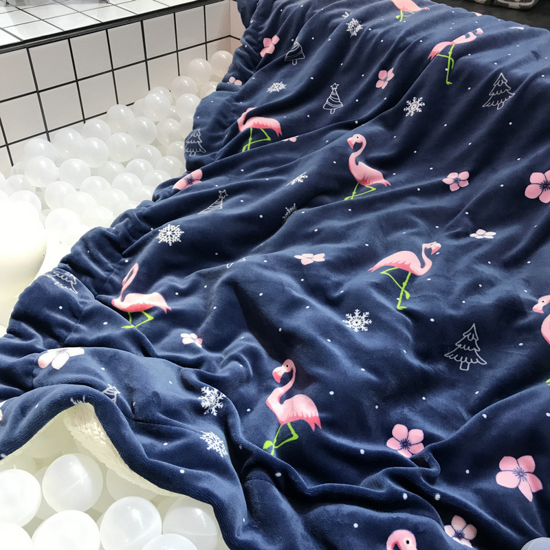 双层毛毯被子加厚午睡毯沙发毯单人宿舍学生冬季法兰绒珊瑚绒毯子