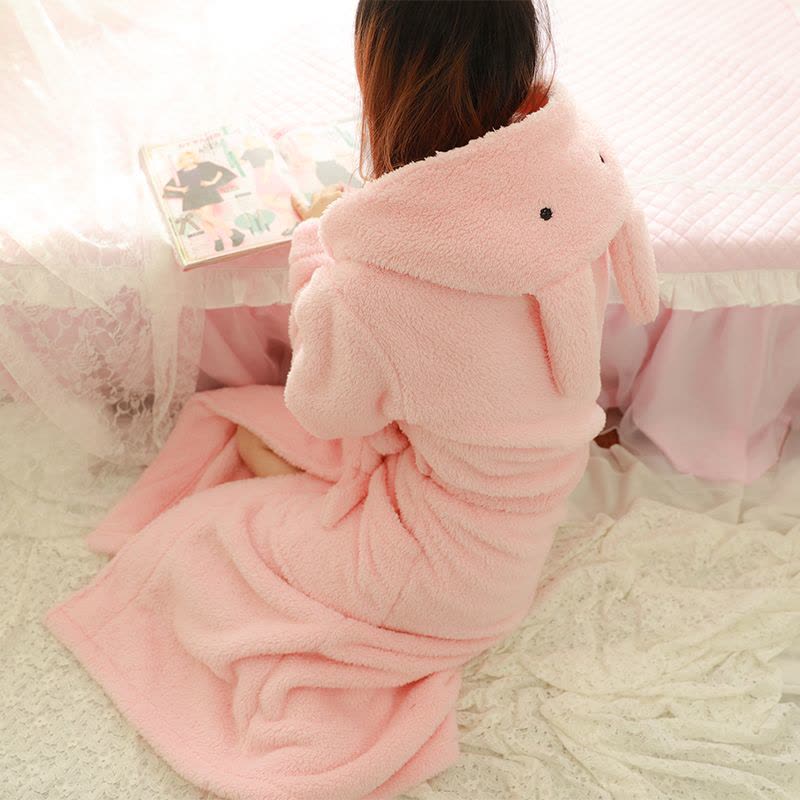 珊瑚绒睡袍女冬加厚加长款甜美可爱韩版睡衣冬季长款性感保暖浴袍图片