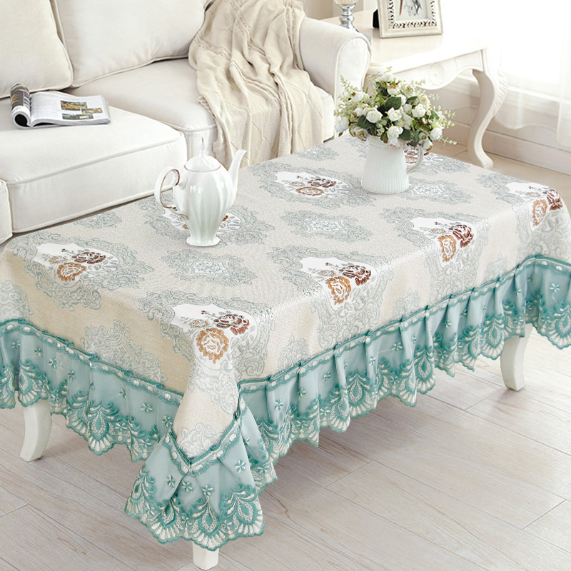 欧式茶几桌布客厅田园家用现代简约茶几布长方形布艺蕾丝台布