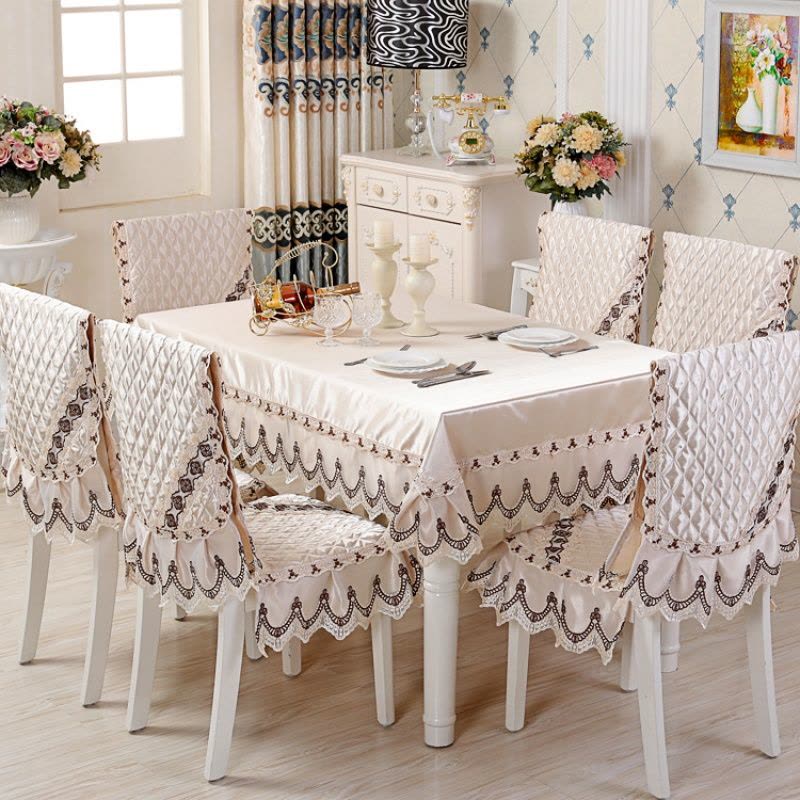 桌布椅套布艺餐桌布家用中式通用椅子套罩简约现代餐椅垫套装图片