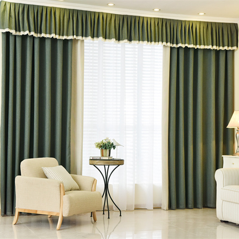 定制纯色棉麻窗帘布现代简约客厅卧室全遮光落地窗帘帘头窗幔