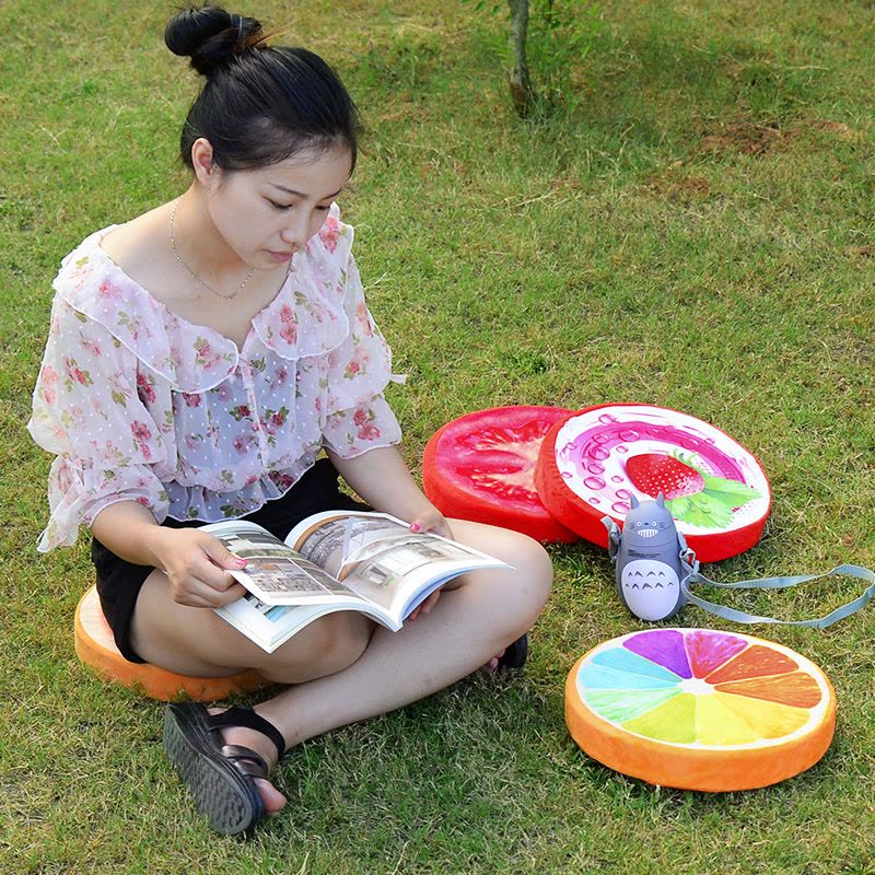 西瓜坐垫抱枕水果坐垫靠垫 圆形椅垫学生餐椅凳子坐垫可拆洗加厚图片