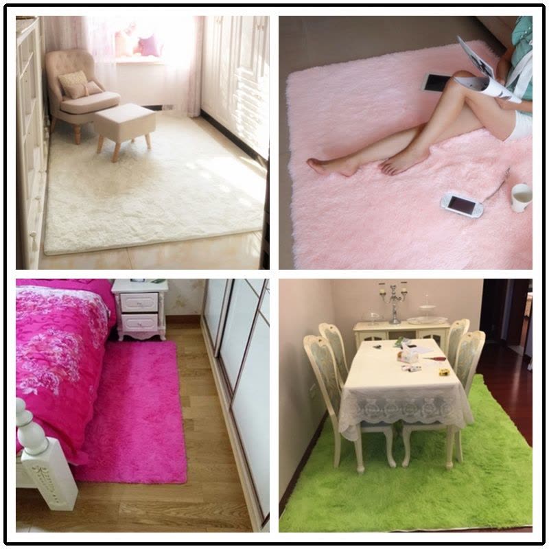 纯色简约现代长方形客厅茶几地毯卧室床边床前满铺毛地毯家用地垫图片