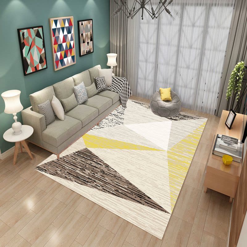 简约现代北欧抽象地毯客厅沙发茶几地毯卧室长方形床边满铺样板间图片