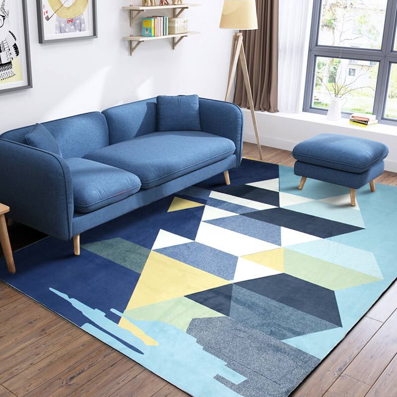 北欧地毯客厅简约现代沙发茶几地毯几何长方形卧室床边毯