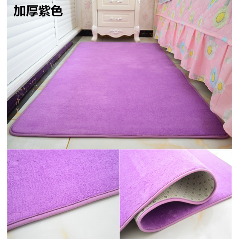 加厚可水洗珊瑚绒客厅茶几地毯卧室床边满铺地毯榻榻米地垫可定制 紫色加厚 100×160c【送心形垫】