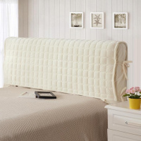 加厚夹棉水晶绒床头罩纯色1.5米1.8米皮床保护套床头套防尘罩