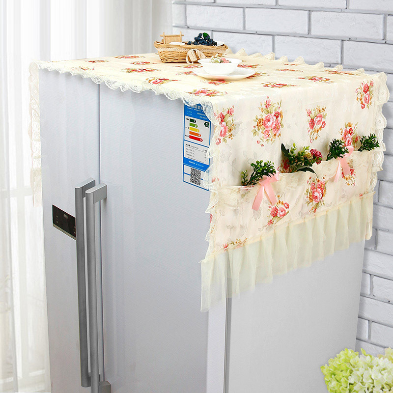 双开门冰箱罩防尘罩蕾丝布艺盖巾冰箱冰柜遮盖布冰箱帘对开门