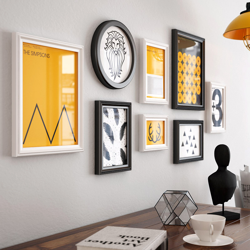 欧式照片墙简约现代创意组合一面墙相框diy客厅餐厅装饰实木画框