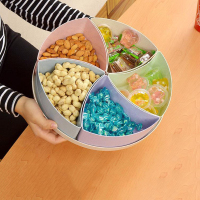 韩式创意干果盒分格带盖圆形方形坚果糖果盘客厅家用密封零食拼盘