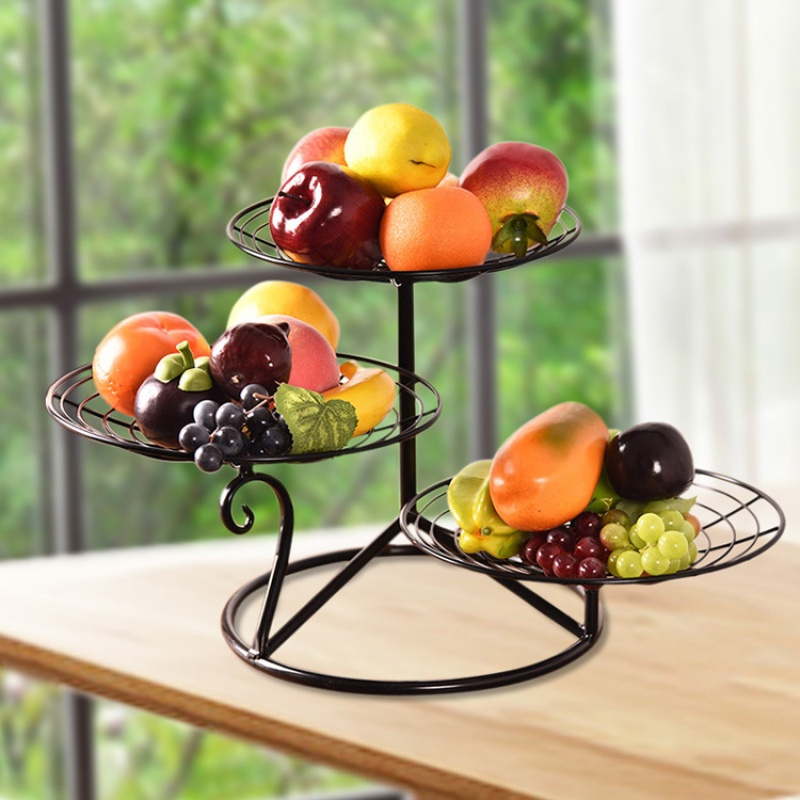 三层水果盘客厅简约现代家用茶几水果盆果盘创意多功能铁艺水果篮