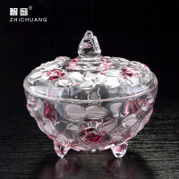 水晶玻璃果盘欧式水果盘带盖客厅时尚创意糖果盘干果盘零食盘果盆