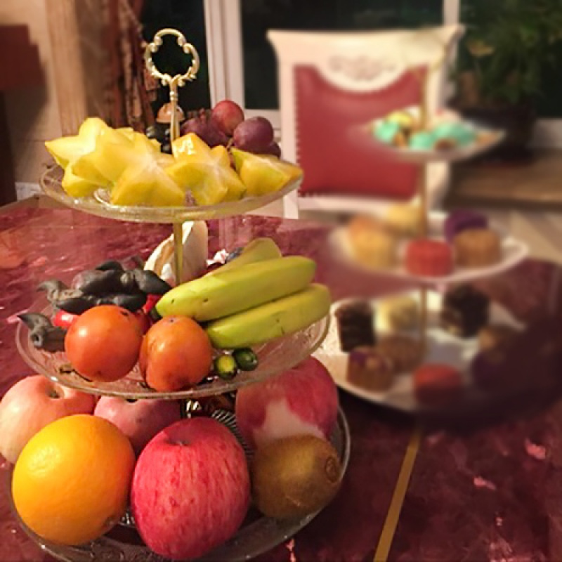 果盘水晶玻璃水果盆客厅双层干果零食盘蛋糕架下午茶点心甜品架