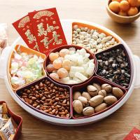塑料干果盘 分格带盖坚果盘 糖果盒果盘 花生瓜子零食盘