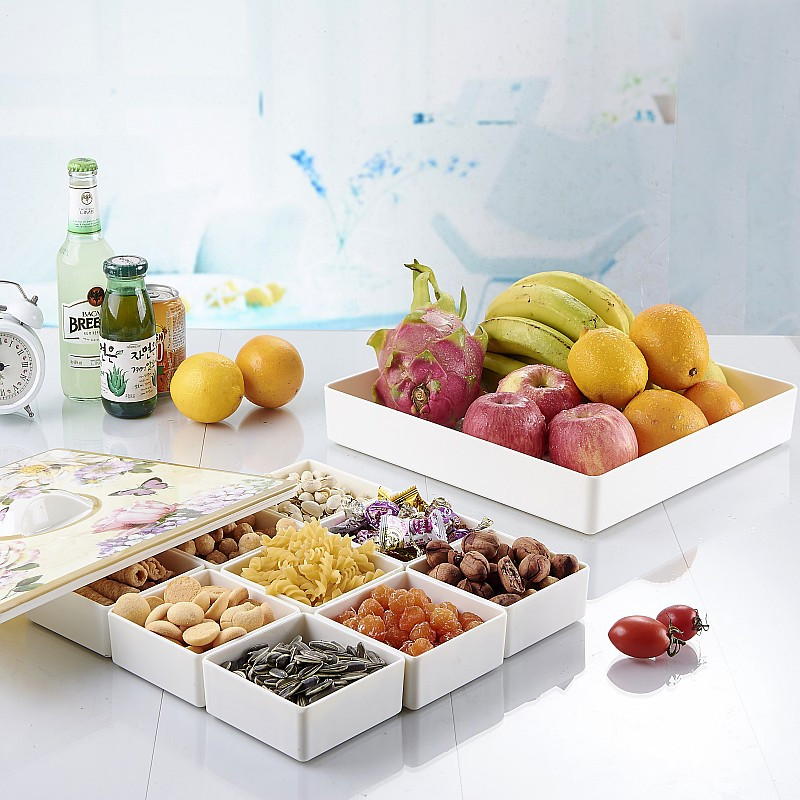 密胺加厚方形九宫格糖果盒零食盒干果盘点心盒糖果盘瓜子坚果盒