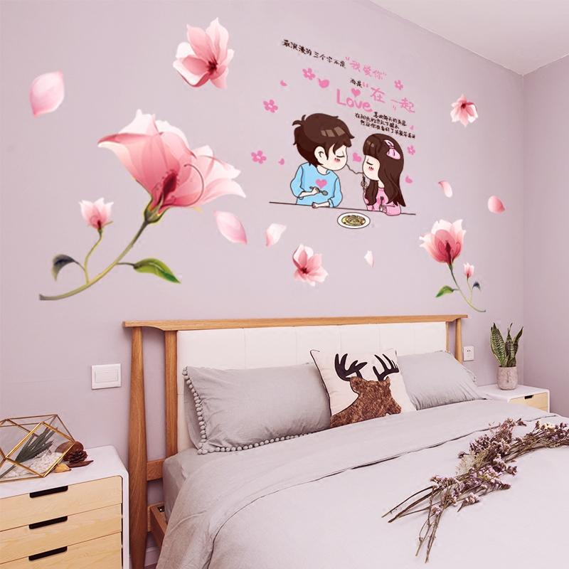 浪漫婚房布置创意壁纸墙纸自粘卧室温馨贴画女孩海报墙贴床头装饰