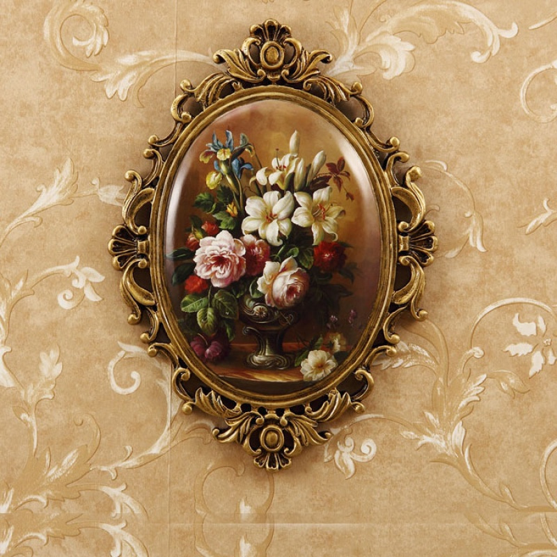 欧式壁挂壁饰美式乡村墙饰挂件树脂挂牌彩绘田园墙壁墙上装饰油画