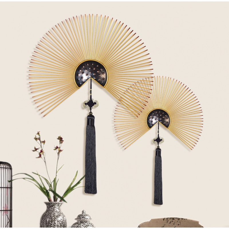 中式复古铁艺壁饰创意扇形软装饰品客厅背景墙壁挂件玄关挂件壁饰