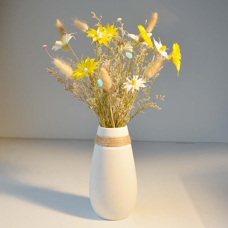 干花瓶摆件客厅插花简约现代小清新文艺居装饰品白色陶瓷器