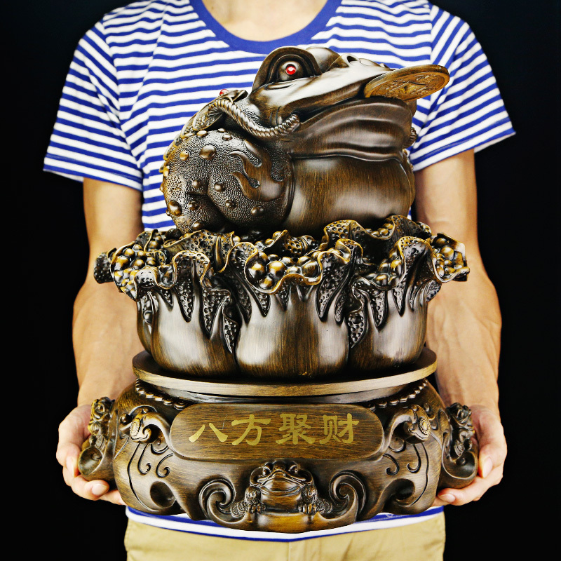 金蟾摆件金蝉金蟾蜍客厅装饰品办公室风水店铺聚宝盆创意开业礼品