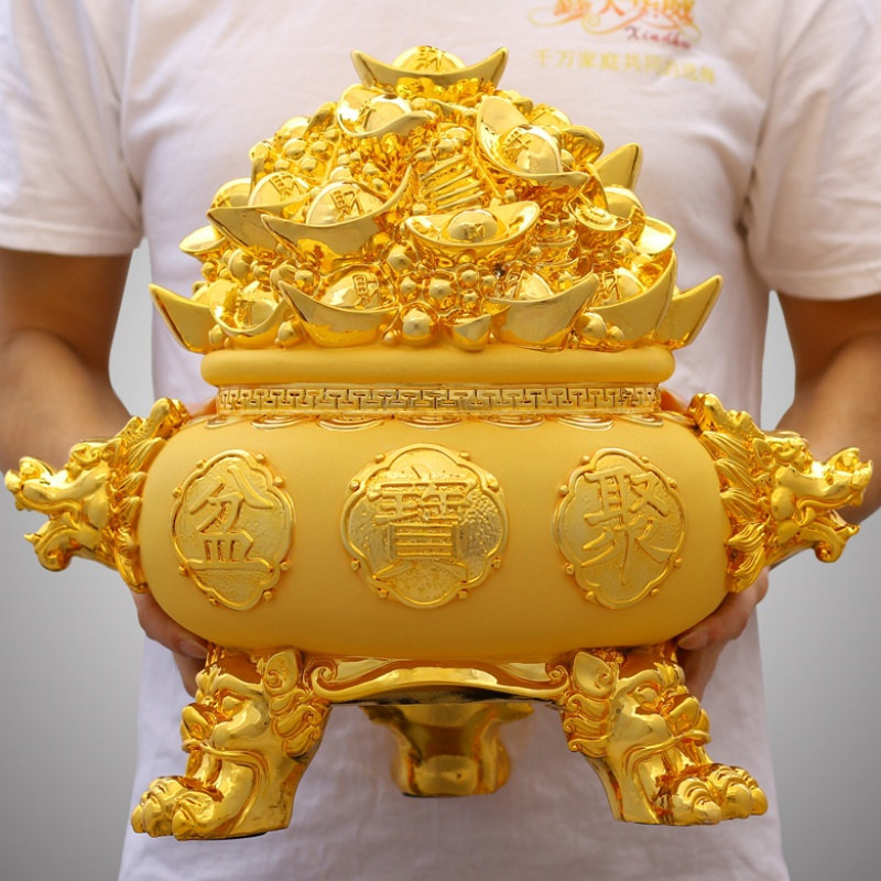 聚宝盆摆件风水招财金元宝存钱罐客厅家居装饰开店店铺开业礼品