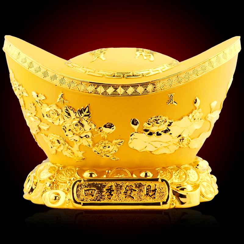 开光金元宝摆件招财聚宝盆风水储钱罐办公室桌面客厅乔迁开业礼品