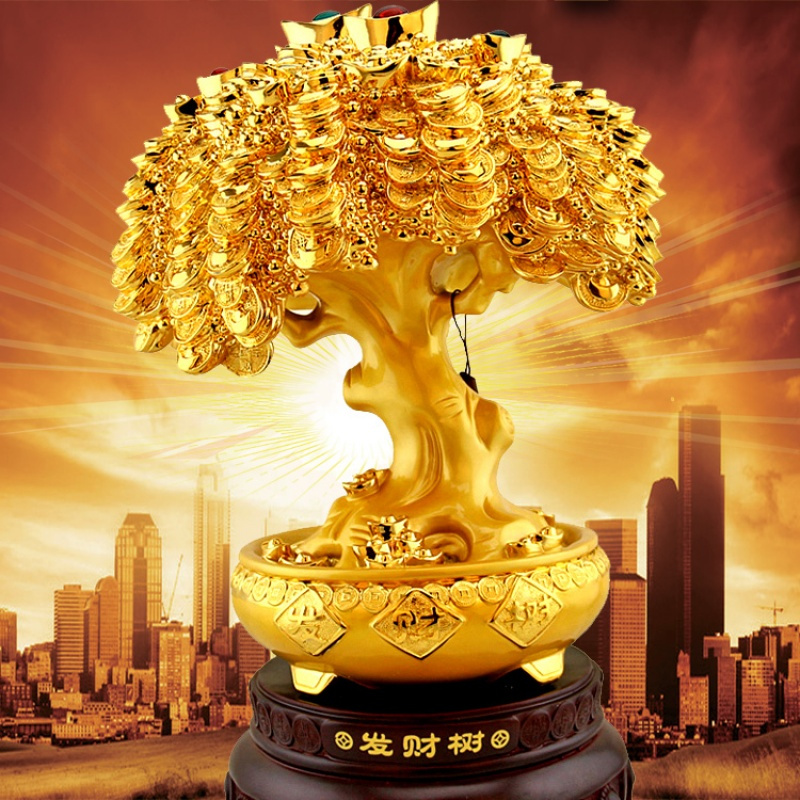 招财发财树摆件摇钱树工艺品大号客厅装饰品摆设公司店铺开张礼品